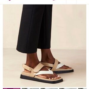 Decade Beige and Cream Leather Sandals